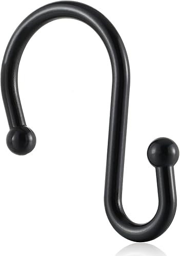 Miniatura 5 de Ganchos de cortina de ducha de metal, anillos de cortina de ducha a prueba de óxido, ganchos negros para cortina de ducha para baño, ganchos