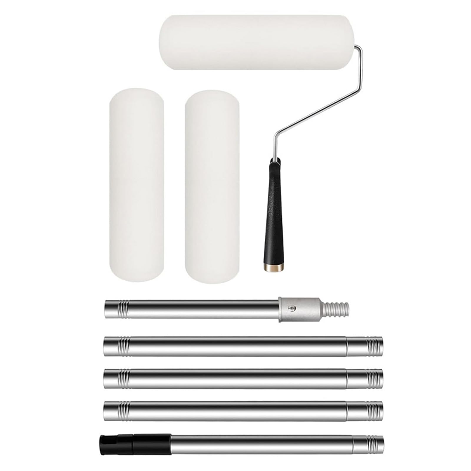Stainless Steel Telescopic Paint Roller Set with 3 Brush Heads, Adjustable Extension for Ceiling & Wall Painting Ceiling and Floor Painting Tool