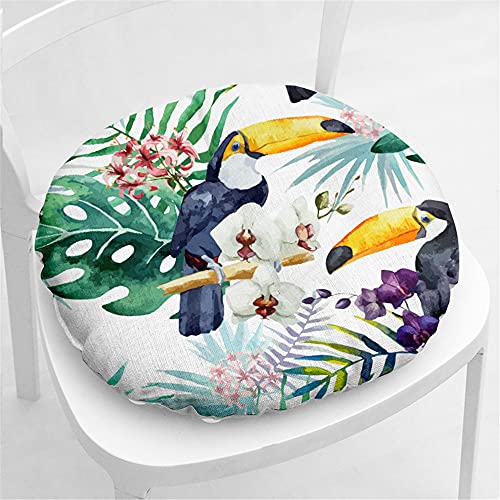 Hiseng Coussin de Chaise Coussins de Siège, Ronde Tatami Respirant Fleur Oiseau Schéma Coussins de Chaise Galette de Chaise pour Salle à...