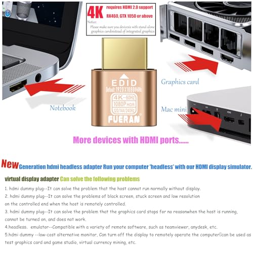 Adaptador HDMI Dummy Plug 4K HDR 1 pulg miniatura 3