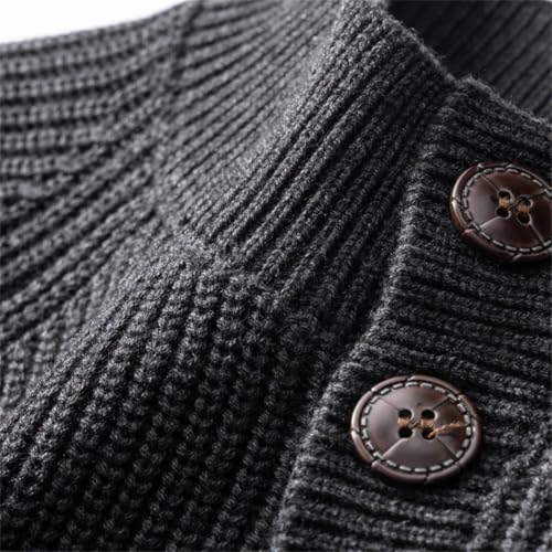 Men's Solid Color Retro Round Neck Casual Knitted Sweater Long Sleeve Slim Wool Sweater4