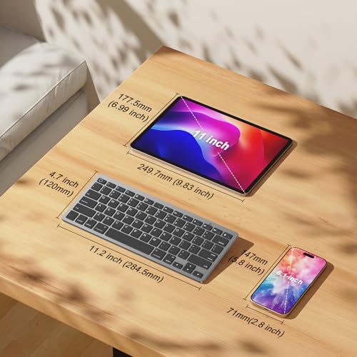 Image of OMOTON Ultra-Slim Bluetooth Keyboard for iPad 11th /10th /9th /8th /7th, iPad Pro /Air /Mini and iPhone Series, Wireless iOS Keyboard with 12 Multimedia Keys for Office, Home, Travel, School, Black Grey