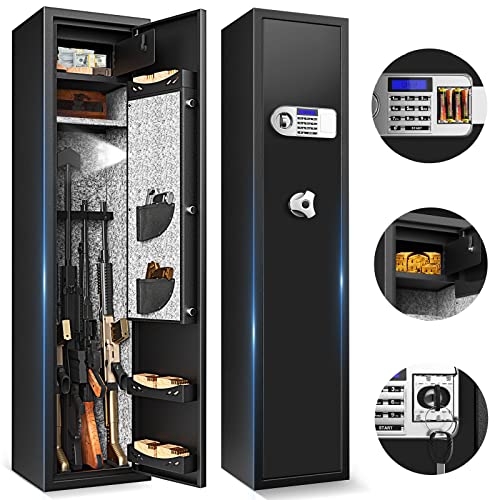 Diosmio Large 6 Gun Safe For Home Rifle And Pistols Quick Access Rifle Safe Gun Security Cabinet Safes With Lcd External Battery Box, Separate Pistol Lock Box #TOP24