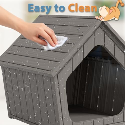Image of Cat Litter Box Enclosure, Resin Outdoor Litter Box with Air Holes, Cat Houses for Outdoor Cats, Wide Opening Design for Easy Cleaning, Grey