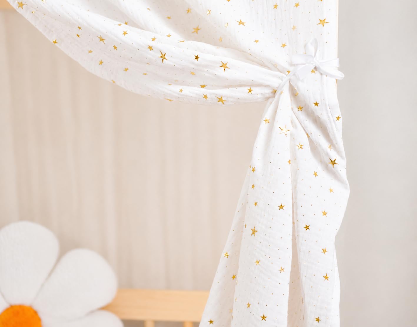 YellowNest Toile de Lit Cabane (2 Pièces) - Ciels de Lit Cabane 80x160-90x190-140x200 cm - 100% Coton Mousseline - sans Guirlande (Blanc, 130 x 320 cm (Set de 2))