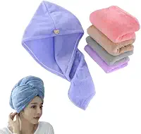 Kit 4 Touca Toalha Para Secar Cabelo Banho Cores Sortidas Microfibra Anti Frizz Absorvente - E-ShopCenter