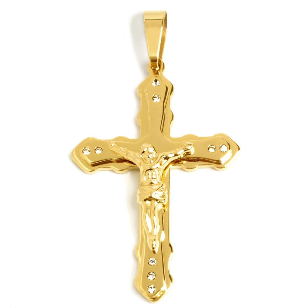 Vergoldeter Kreuz-Anhänger mit Königskette Herren-Schmuck Halskette 18k gold Jesus Halskette Männer Geschenk