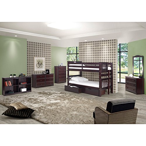 Camaflexi Santa Fe Mission Low Bunk Bed - Twin over Twin - White Finish