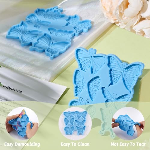 PandaHall 2pcs Butterfly Pendant Silicone Molds Fairy Wings Casting Resin Molds Insects UV Resin Mould for Epoxy Crafts Jewelry Making Deep Sky Blue - Image 4