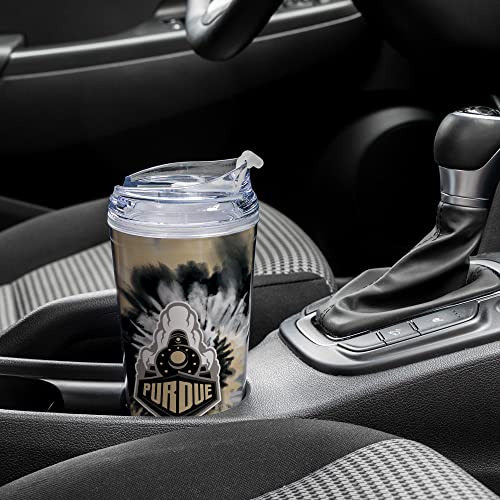 Image of Rico Industries NCAA Glitter 24oz Acrylic Glitter Tumbler with Hinged Lid, Officially Licensed Double Wall Tumbler with Straw