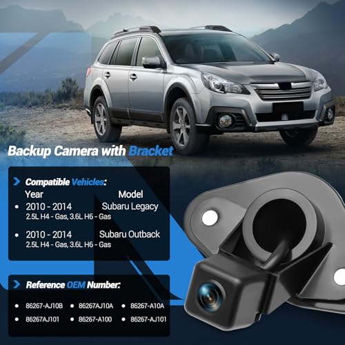 Image of 86267AJ10A Upgrade Rear View Backup Camera Compatible with Subaru Legacy Outback 2010-2014, 170 Wide Angle Park Assist Camera Replace 86267-AJ10B, 86267-AJ10A, 86267-AJ100