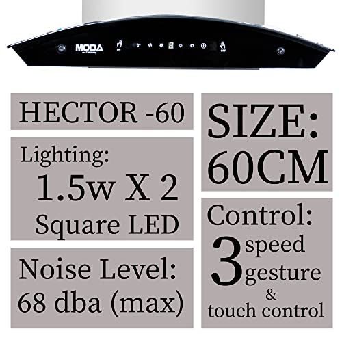 MODA-Germany-1300-mhr-Wall-Mounted-Chimney-for-Kitchen-Auto-Cleaning-60cm-HECTOR-60-3-Speed-Gesture-And-Touch-Controlled-Single-Buffle-Filter-Powerful-Italian-Motor-Oil-Collector-Cup-60-cm