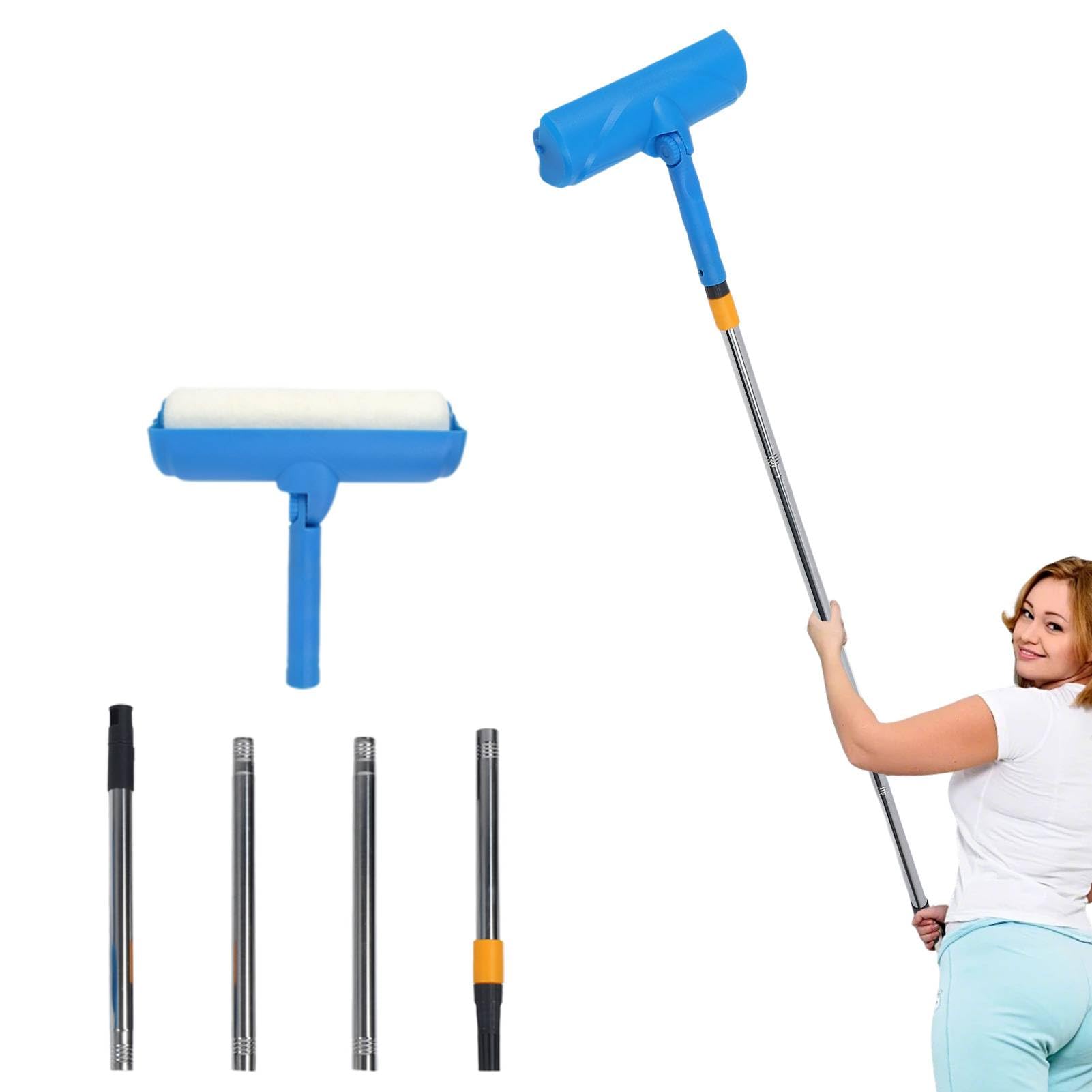 Ceiling Paint Roller, 9.8 inch Adjustable Head Paint Guard Long Handle Paint Roller Brush Microfibre Foam Roller Wall Painting Tool for Emulsion & Textured Surfaces, Painting and Decorating Tools