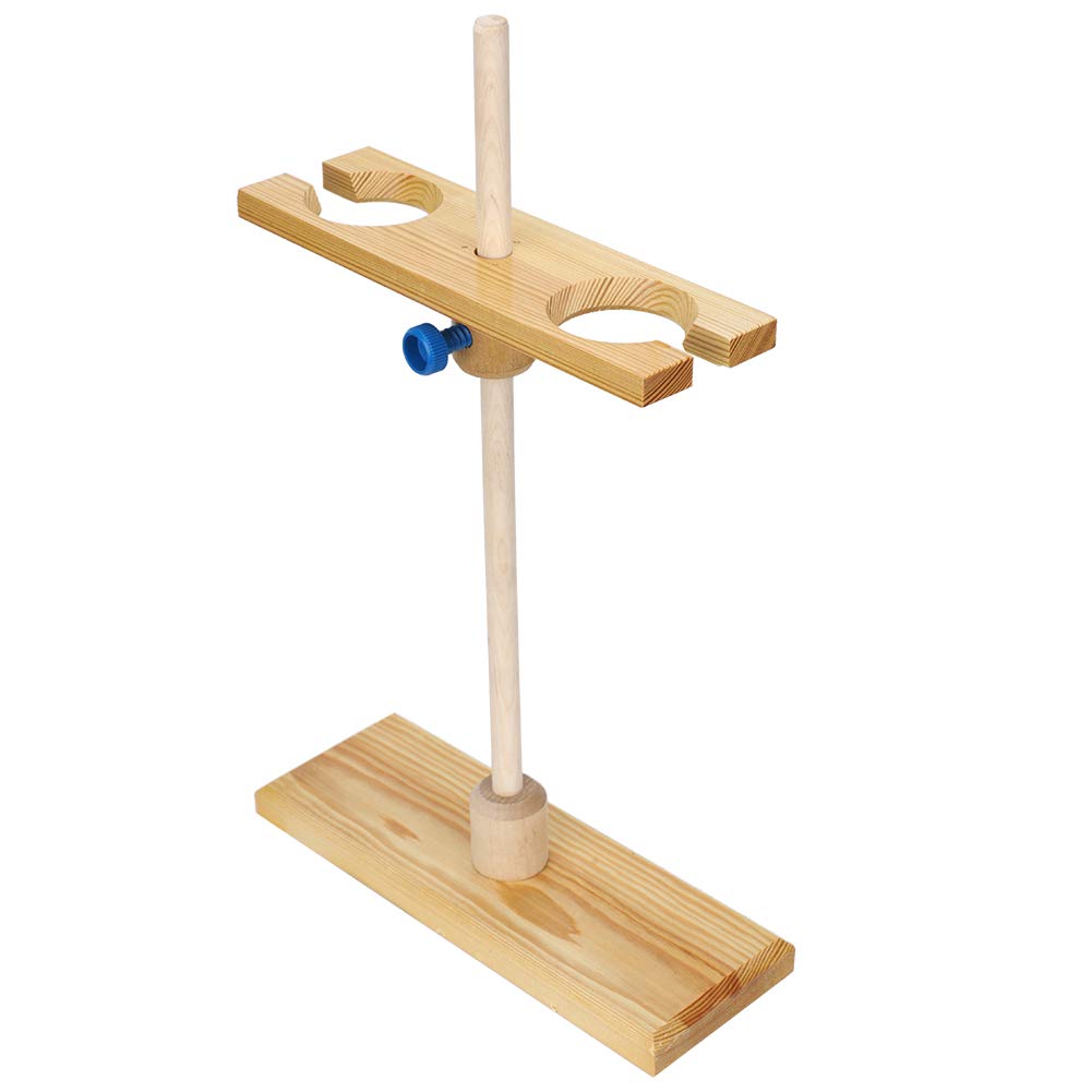 Qcwwy Support D'entonnoir en Bois à 2 Trous avec Hauteur Réglable pour 2 Entonnoirs, Bois Poli Facile à Laver Support D'entonnoir en Bois pour Laboratoire
