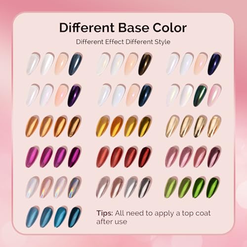 Image of MelodySusie 16Pcs Chrome Nail Powder for Gel Nails,Metallic Mirror Effect Pigment Stylish and Technological Fine Glitter for Home DIY Salon Use