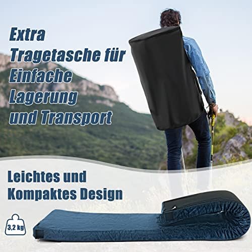 FANTASK Karimata kempingowa, materac kempingowy z pianki memory, lekka mata do spania z poszewką flanelową, w zestawie torba do noszenia