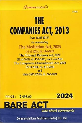 The Companies Act , 2013 Bare Acts Latest 2024 Edition Commercial