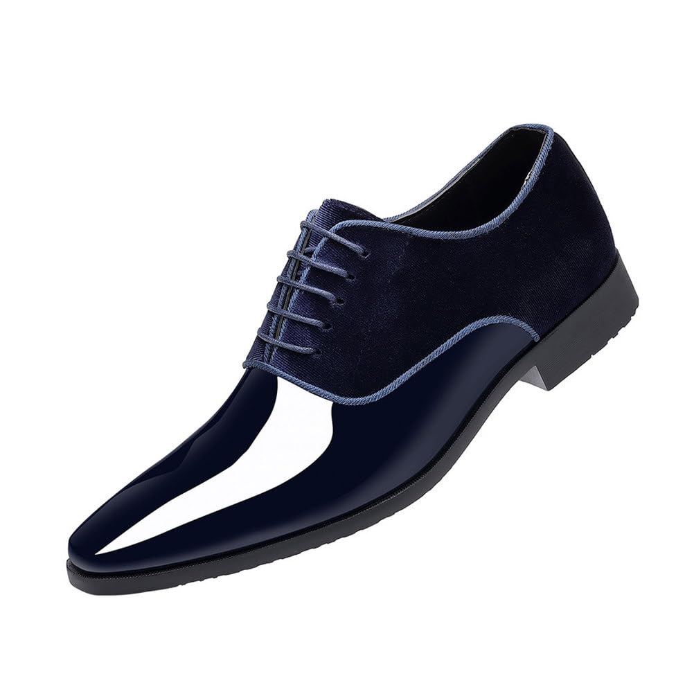 Mocassini Eleganti da Uomo in Pelle Verniciata Classici Stringati Business Scarpe Oxford da Sposa