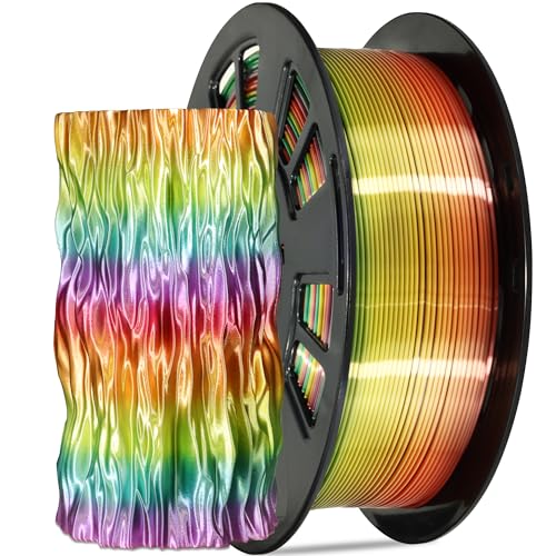 Image of Silk Multicolored Rainbow PLA 3D Printer Filament, 1.75mm PLA Fast Color Change 3D Printing Material, 1kg Spool (2.2lbs),for FDM 3D Printers