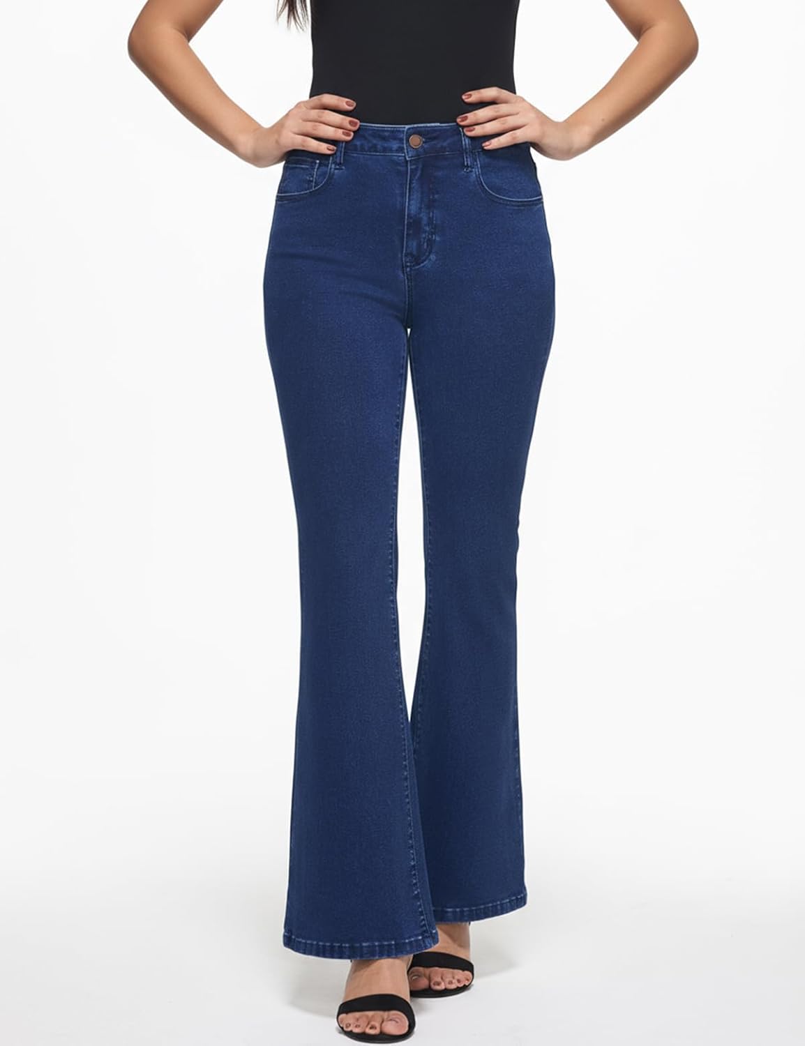 Flare Jeans for Women Trendy High Waisted Bell Bottom Jeans Stretchy Wide Leg Denim Pants with Pockets - Image 5