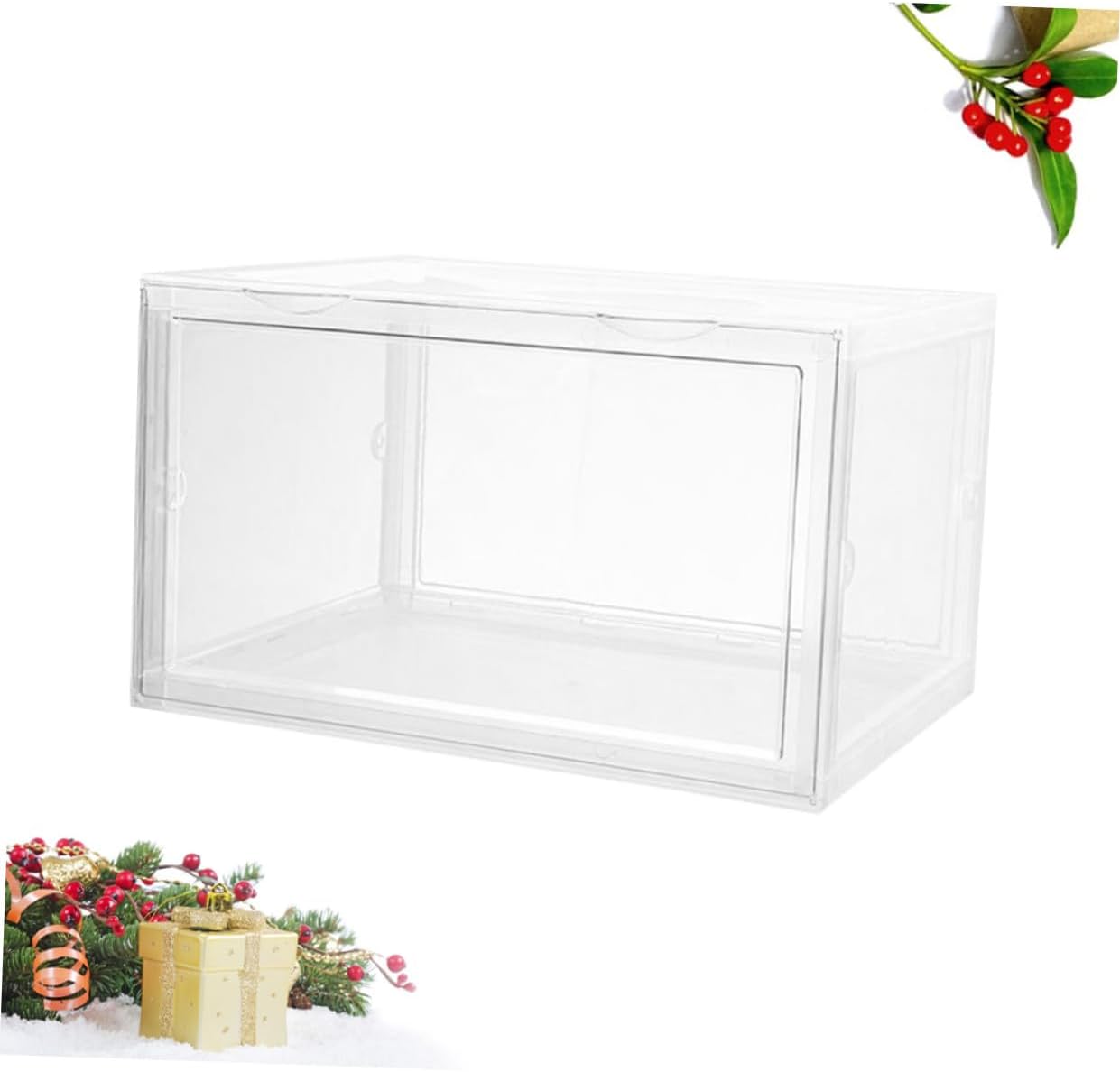 Uonlytech Shoe Storage Box with Magnetic Door, Dustproof Shoe Organizer Container for Home Closet, Stackable Plastic Storage Bin for Sneakers and Boots