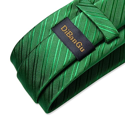 Image of DiBanGu Mens Silk Necktie Solid Color Tie and Pocket Square Cufflink Tie Clip Set Woven Plain Ties for Men Wedding Party
