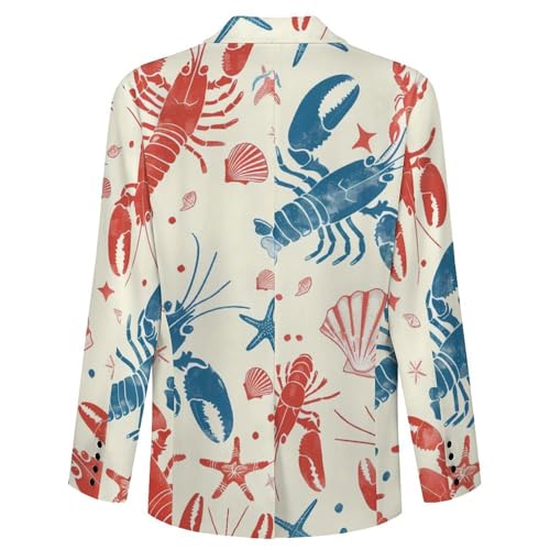 Lobster Starfish Shell Coral Casual Suits Jackets for Men Two Buttons Business Coat Wedding Dinner Party4