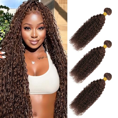 Jerry Curly Human Hair Bundles #4 Dark Brown, 22 24