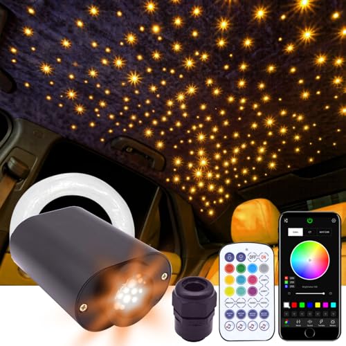 Image of Twinkle Starlight Headliner Fiber Optic Light Kit with RF and APP Control,6W Light Engine and Fiber Cable 550 Pieces 9.8ft /3m
