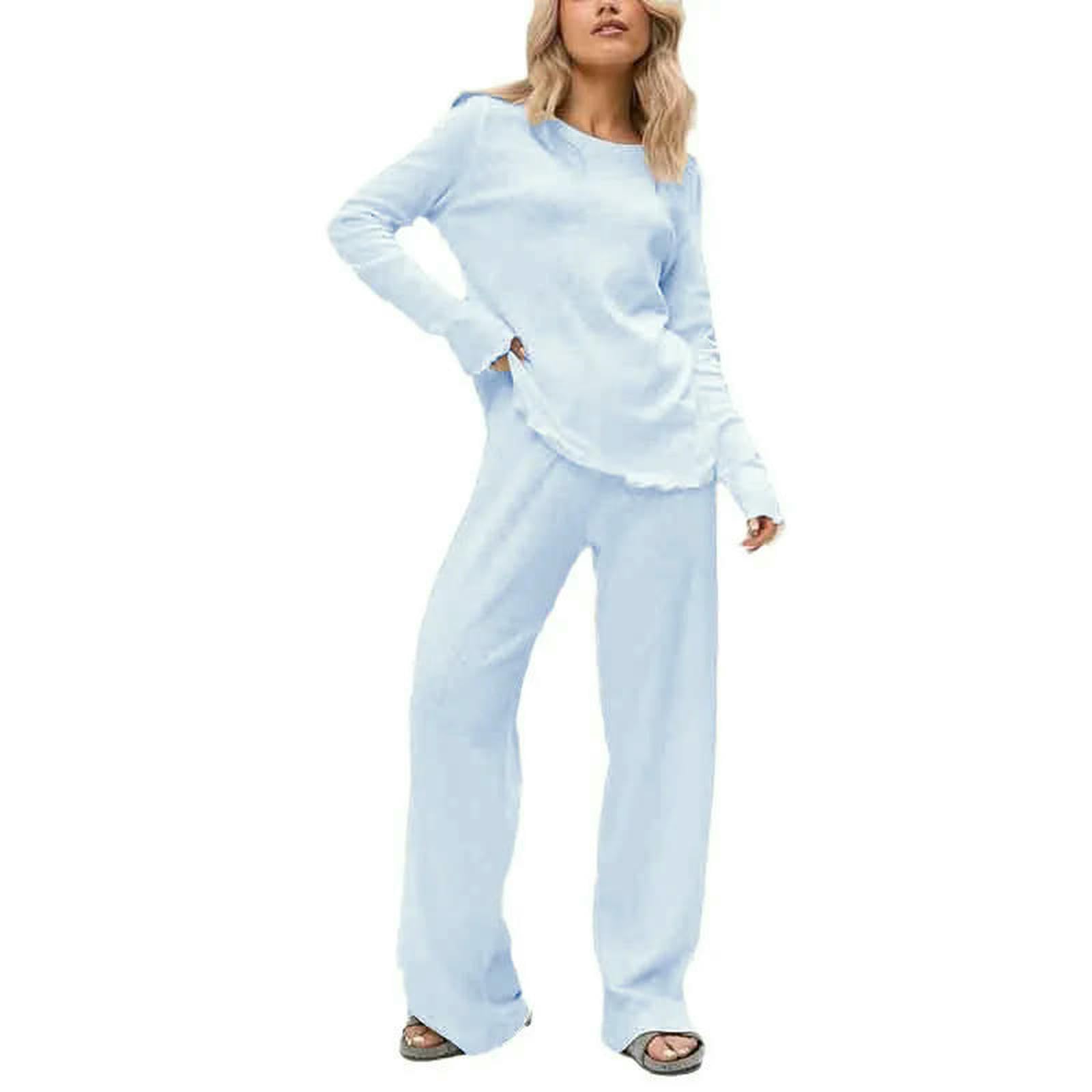 Pigiama Elegante A Maniche Lunghe da Donna, 2 Pezzi, in Morbido Cotone, Casual, per La Casa, Confortevole, Design Sottile E Primaverile-Rosa-l