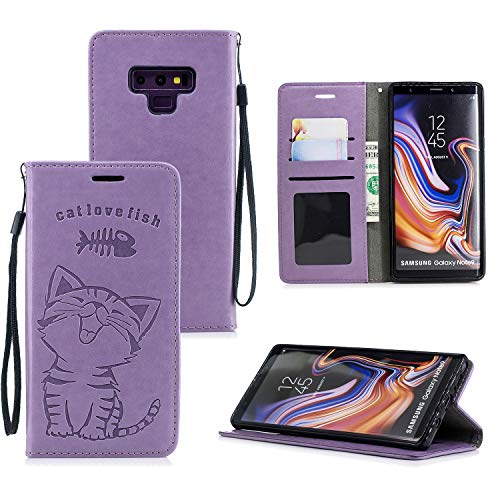Robinsoni Case Compatible with Samsung Galaxy Note 9 Phone Case Wallet Galaxy Note 9 Leather PU Cover Shockproof Kickstand Case Flip Note Book Style Phone Cover Heavy Duty Case Heavy Duty Case Cat