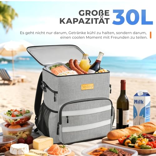 30L Kühltasche & Kühlrucksack – Isoliert, wasserdicht, auslaufsicher, faltbar | 24+ Stunden Kälte für Camping, Picknick, Strand, BBQ & Auto 2