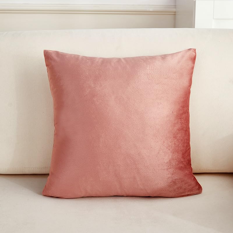 Taies d'oreiller velours 45x45 cm lot de 3 rose fonce pour canape