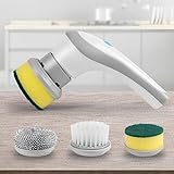 ハンドヘルド電動スクラバー、電動スピンスクラバー、電動コードレスクリーニングブラシ、電動スピンスクラバー3交換可能なブラシヘッド、壁、バスルーム、窓用のポータブル家庭用クリーニングツール