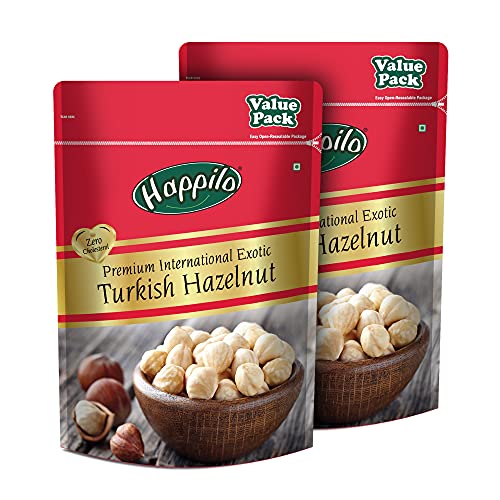 Image of Happilo Premium International Exotic Hazel nuts 500g (Pack of 2), Unsalted and Crunchy,Selenium Rich Healthy Fresh Turkish Snack, Hazelnut
