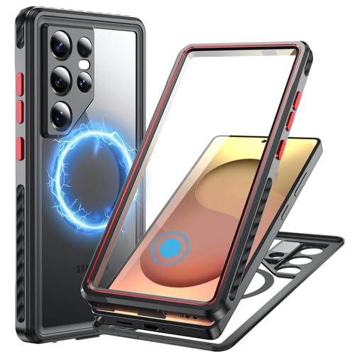 WIFORT for Samsung Galaxy S25 Ultra Waterproof Case Magnetic [Rugged Stainless Steel] [Fit for MagSafe] [Screen Protector & Lanyard] Heavy Duty Protection Water Proof Metal Phone Cover - 6.9 Black