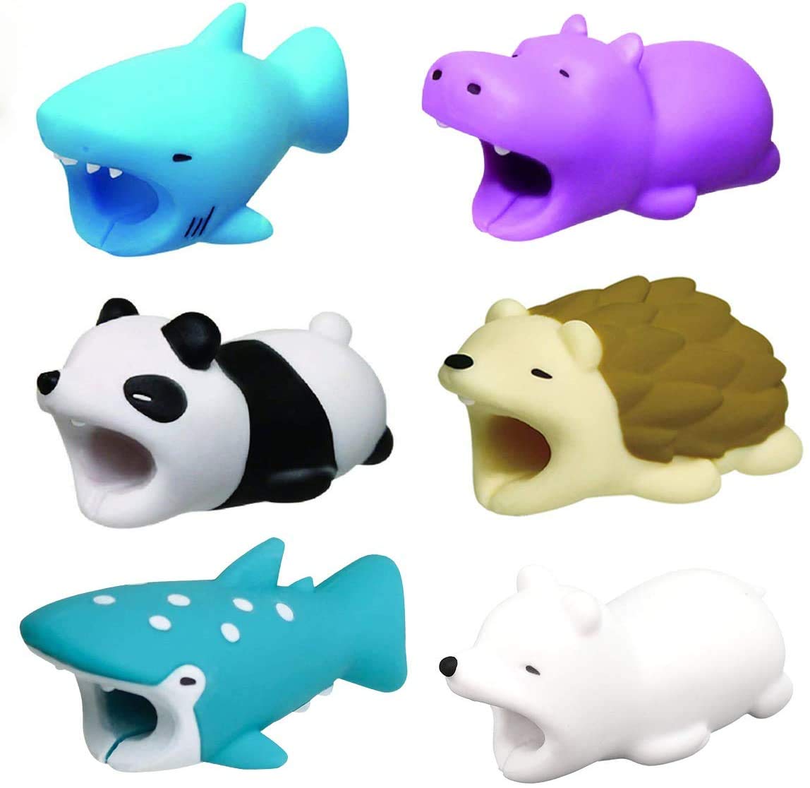 Rosetor 6 Pcs Cute Animal Bites Cable Protector, Prevents Breakage Cable Cord Saver Case For Your Mobile Phone, Various Animal Cable Chewers Cable