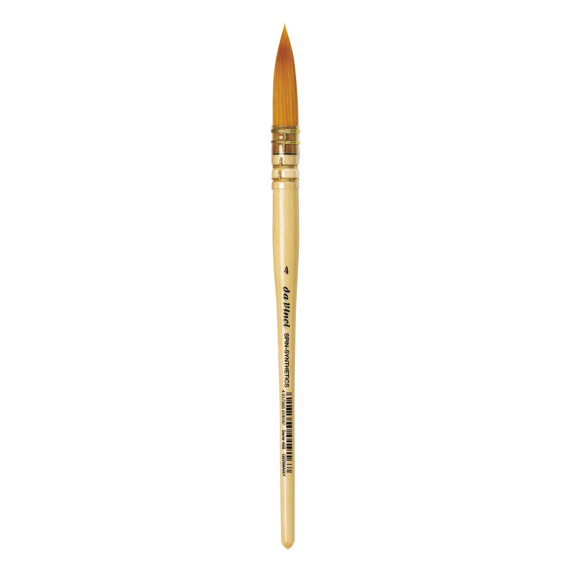 da Vinci Watercolor Series 488 CosmoTop Spin Paint Brush, Round Synthetic with Lacquered Natural Handle, Size 4 (488-04)