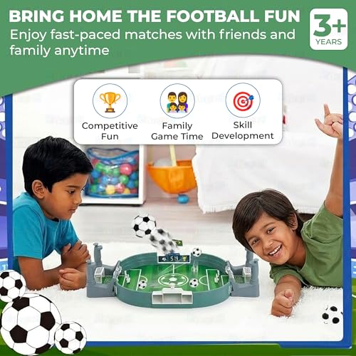 Image of Kidology Football Table Interactive Game for Kids | Indoor Mini Football Board Game 2 Players | Portable Table Football Soccer Game Set with Balls, Goals & Controllers | Fun Sports Toy & Gift for Kids