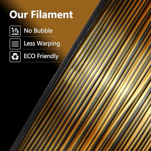 Image of Kingroon PLA Filament, Multicolor Silk PLA Filament, Dual Color 3D Printer Filament, 1.75 mm, Dimensional Accuracy + /- 0.03 mm, 1kg Spool(2.2lbs), Black Gold