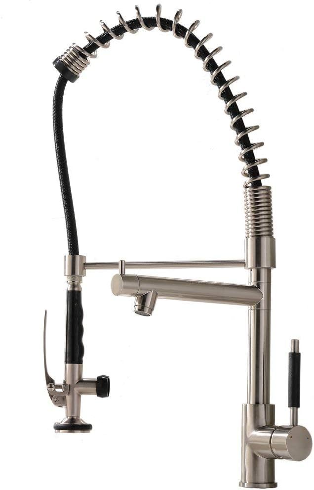 VAPSINT Contemporary European Design Kitchen Sink Faucet Single Handle Stainless Steel Kitchen Faucets with Pull Down Sprayer,Two Outlet Kitchen Faucet Brushed Nickel