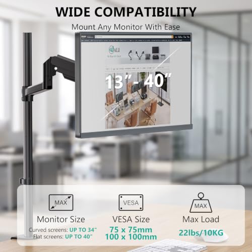 Image of WALI Extra Tall Monitor Mount for 13-40 inch Computer Screens, up to 22 lbs