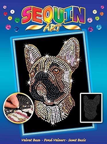 Sequin Art Blue Pets - Frenchie Bulldog Sparkling Creative Arts & Crafts Picture Kit on Velvet Background, (1712)