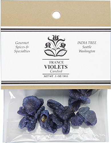India Tree Candied Violets, .5 oz | Delicate Edible French Flowers for Gourmet Desserts & Drinks