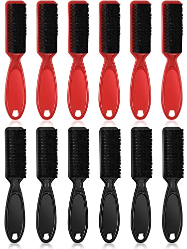 Patelai 12 Pcs Barber Clipper Brush Bulk Nylon Blade Trimmer Cleaning Brush for Clipper Cleaning Hair Styling Supplies for Trimmer Manicure Salon Duster Tool Fades Men(Black, Red)