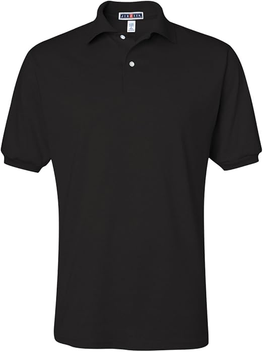 JERZEES ADULT JERSEY POLO WITH SPOTSHIELD (BLACK) (LARGE)
