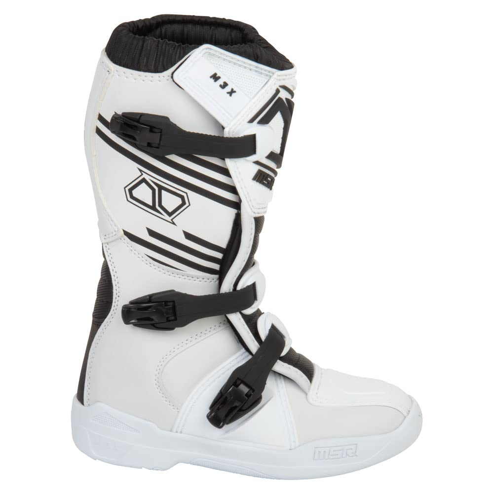 MSR Youth M3X Motocross Boots (5, White)