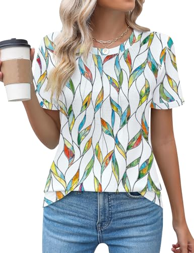 Chicrise Oberteil Damen Kurzarm Rundhals Einfarbig Elegant Luftige Bluse...