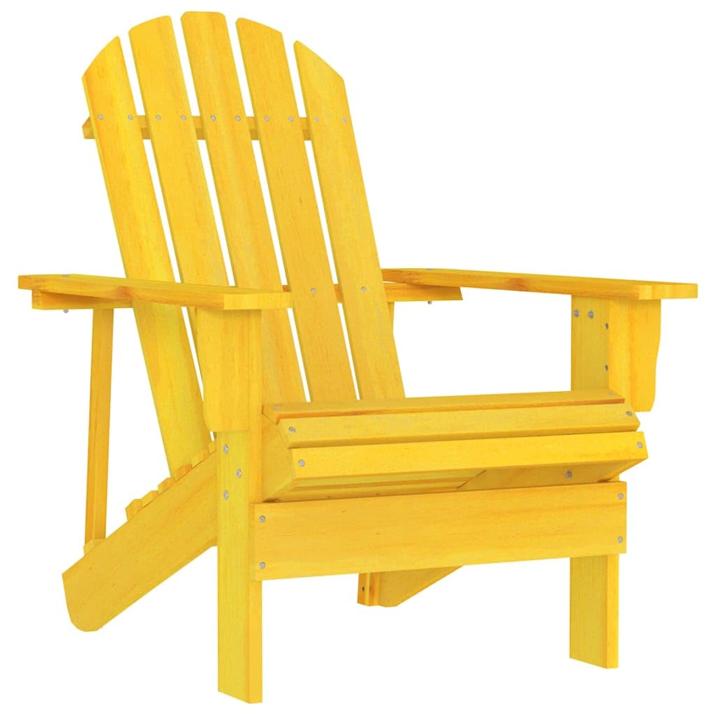 vidaXL Solid Fir Wood Garden Adirondack Chair Outdoor Wooden Chair Garden Armchair Patio Seating Terrance Backyard Armchair Yellow