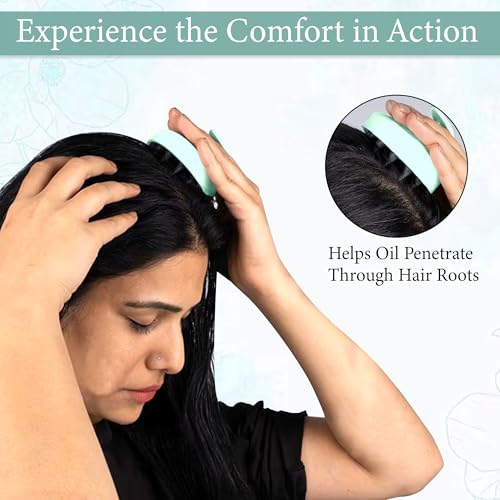 Image of GLUN Pack of 2 Scalp Shampoo Brush - Silicone Hair Scalp Massager for Dandruff Removal & Deep Cleansing (Turquoise)